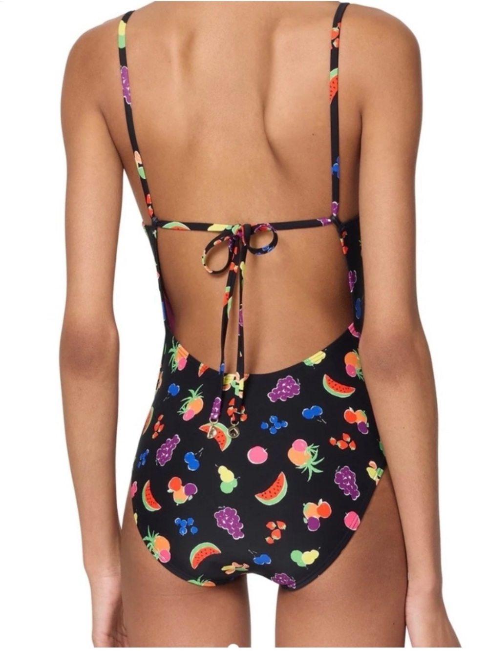 KATE SPADE Black One-Piece Swimsuit with Neon Fruit Print STYLE #S4D484 - Picture 2 of 4